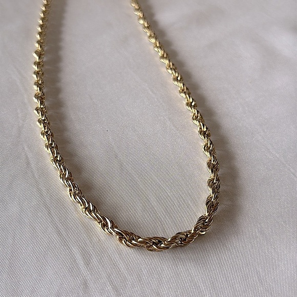 Vintage Gold Tone Rope Chain 24” Thick 3MM Necklace - Picture 6 of 12